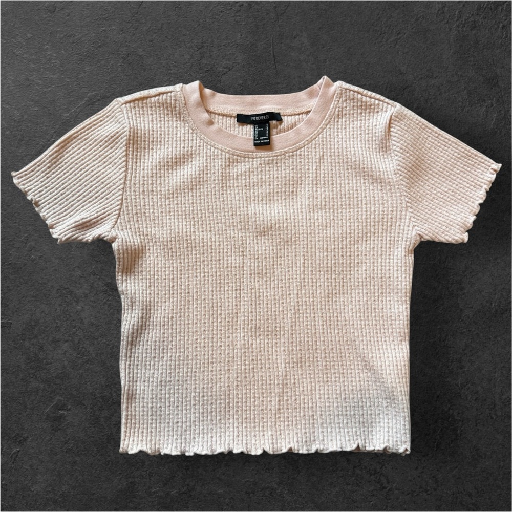 Forever 21 Baby Pink Ribbed Knit Tee